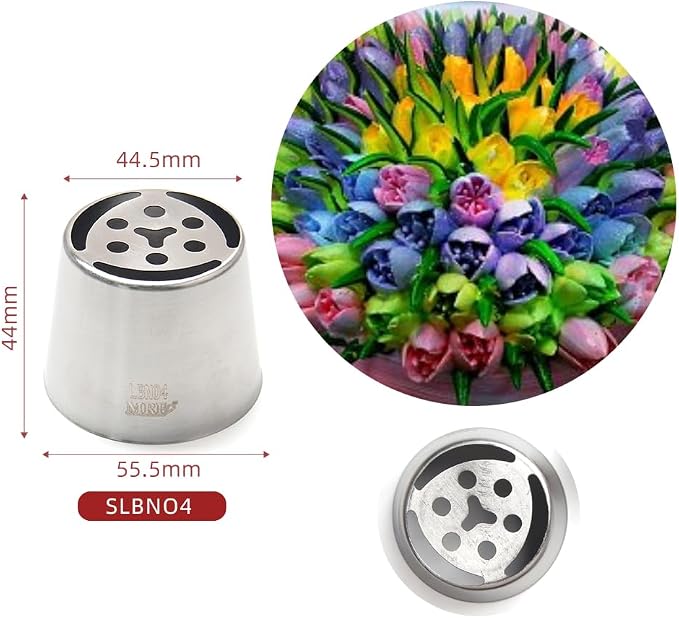 1 Piece Stainless Steel XXL Russian Flower Piping Icing Tips,Cake Decorating Piping Nozzles,Pastry Dessert Piping Tips,Flower Frosting Nozzles for Decorating