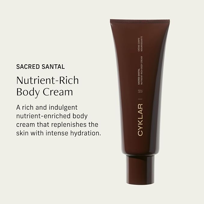 CYKLAR Nutrient Rich Body Cream – Sacred Santal – Non-Greasy Lotion for 48-Hr Moisture – Squalane, Niacinamide & Banana Flower for Hydration & Skin Barrier Support – Dry Skin Moisturizer 8oz