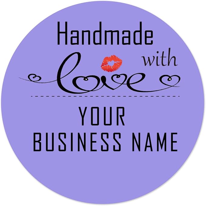 300pcs Custom Stickers Homemade/Handmade with Love Stickers for Business Logo Labels Personalized 1.5inch/2inch (Red Lips)