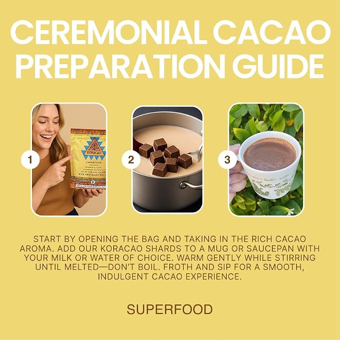 KORACAO Sustainably Harvested Cacao | Ideal Superfood for Everyday Bliss | Ceremonial Grade Cacao | Enhance Your Spiritual Journey with Ancient Superfood Delight - 3 Pounds