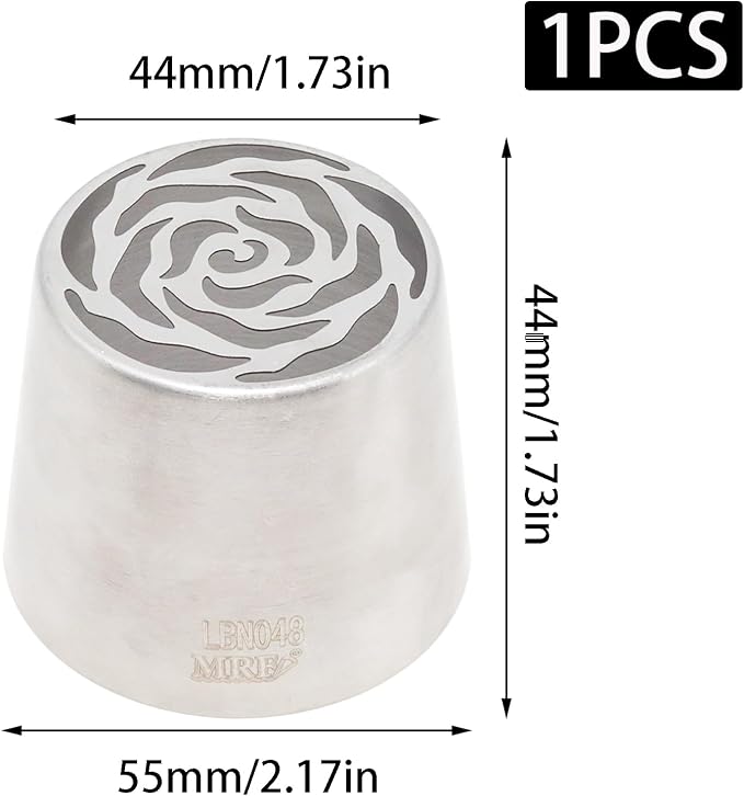 Extra Large Russian Piping Tip Stainless Steel Rose Floral Nozzle | Food Grade Seamless Designed Stainless Steel Rose Floral Nozzle for Cake Decorating, Frosting, Cream Flower DIY Cookies(SL48)