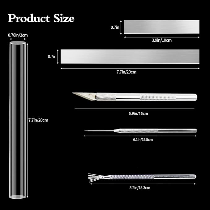 14 Polymer Clay Tools Acrylic Roller Clay Rolling Pin with Thickness Rings Tissue Blade Sculpting Earring Making Kit Supplies Slicer Knife Dotting Tool Jewelry Accessories Mini Cutters Press