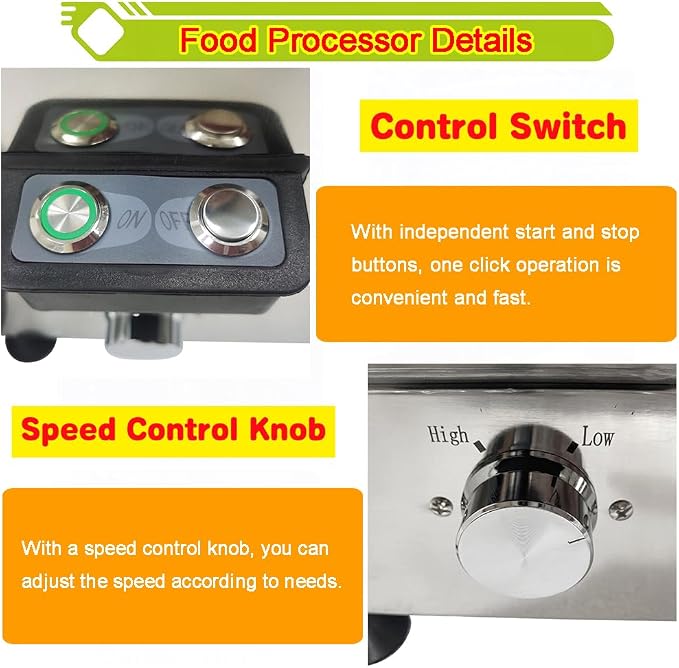 12L Commercial Food Processor Stainless Steel Electric Meat Vegetable Chopper Multifunctional Food Cutter Meat Grinder Meatball Beater 2000W Blender for Fruit Vegetable Grains Garlic