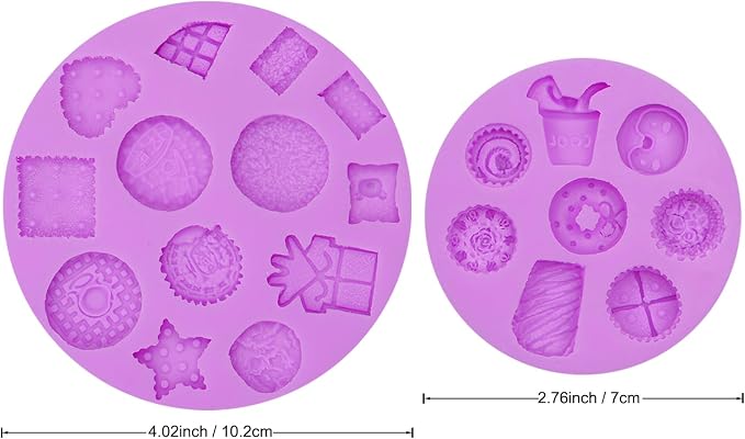 Infovox Cookie Silicone Mold, Mini Biscuit Fondant Molds Set, Dessert molds Multiple Patterns for Cake Decoration Candy Chocolate