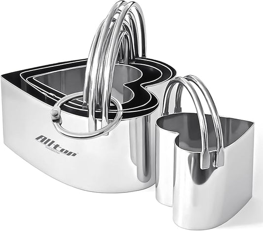 ALLTOP Biscuit Cutters with Handle, Stainless Steel Cookie Cutter, Professional Baking Essential Tools for Valentine's Day - Heart Shaped