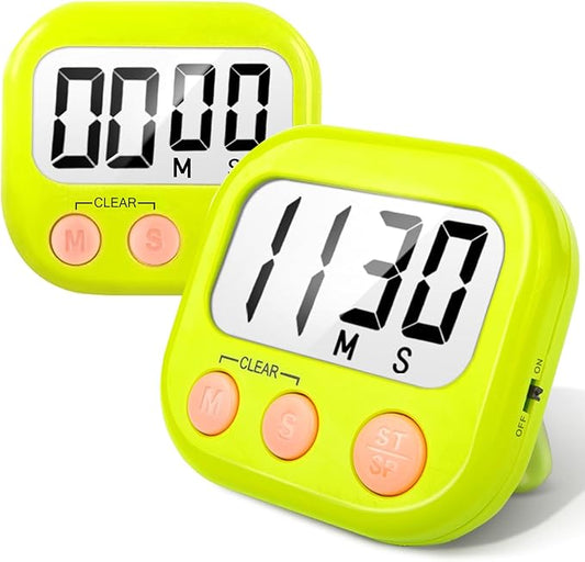 2 Pack Kitchen Timers Loud Ring Digital Timers for Cooking Magnetic Green