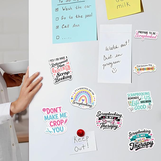10pcs Scrapbooking Stickers Funny Craft Quotes Scrapbook Planner Designs, Gifts for Scrapbook Lovers Crafters Multiple Different Design, Waterproof UV-Resistant for Water Bottle, Laptop, Window, Car