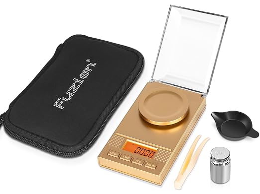 Fuzion Digital Milligram Scale 50g/0.001g, Powder Scale 6-in-1 Kit | Includes Soft Carry Bag, 50g Calibration Weight, Battery, Milligram Scale for Capsule Filling, Supplement, Reloading, Jewelry