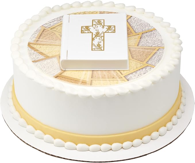 Religious Bible and Cross Cake Topper