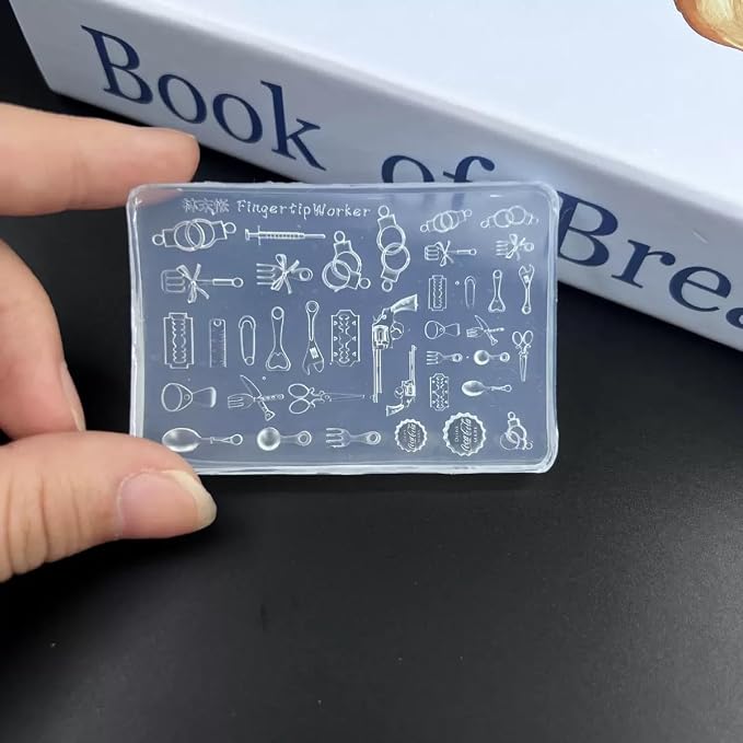 4Pcs Nail Art Silicone Molds 3D Charms Steampunk Gear Cutlery Cute Shapes for UV Gel Acrylic DIY Crafting Jewelry Making
