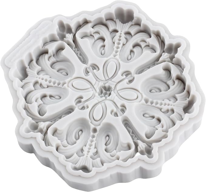 Baroque Style Curlicues Scroll Lace Fondant Silicone Molds Relief Flower Mold Filigree Mold For 3D Sculpted Cake Decorating Cupcake Topper Candy Chocolate Gum Paste Polymer Clay