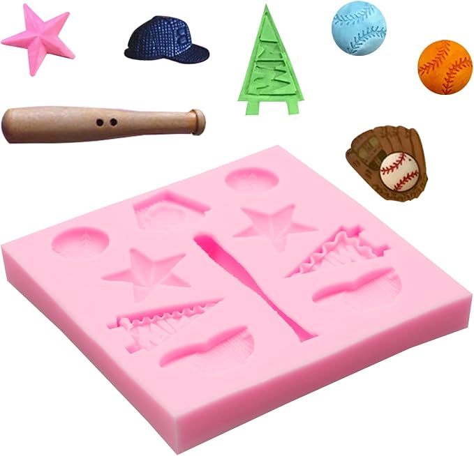 Baseball Silicone Molds 2 Pcs, Golf Balls Chocolate Candy Fondant Molds for Cake Decoration Candy Cupcake Topper Cake Polymer Clay Crafts Epoxy Resin