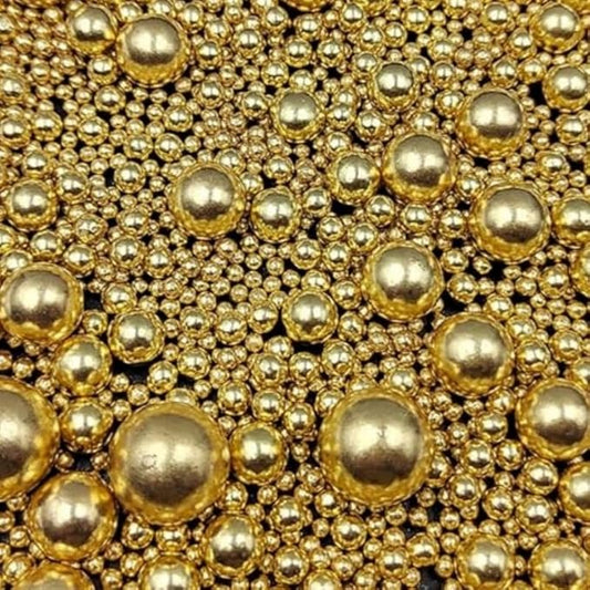 Sentovac Bright Gold Pearl Sugar Sprinkles for Cake Decorating | Mixing Size Cupcake Toppers | 1 Bottle 4.23oz/ 120g Decorating Celebrations Wedding Shower Party Chirstmas Supplies