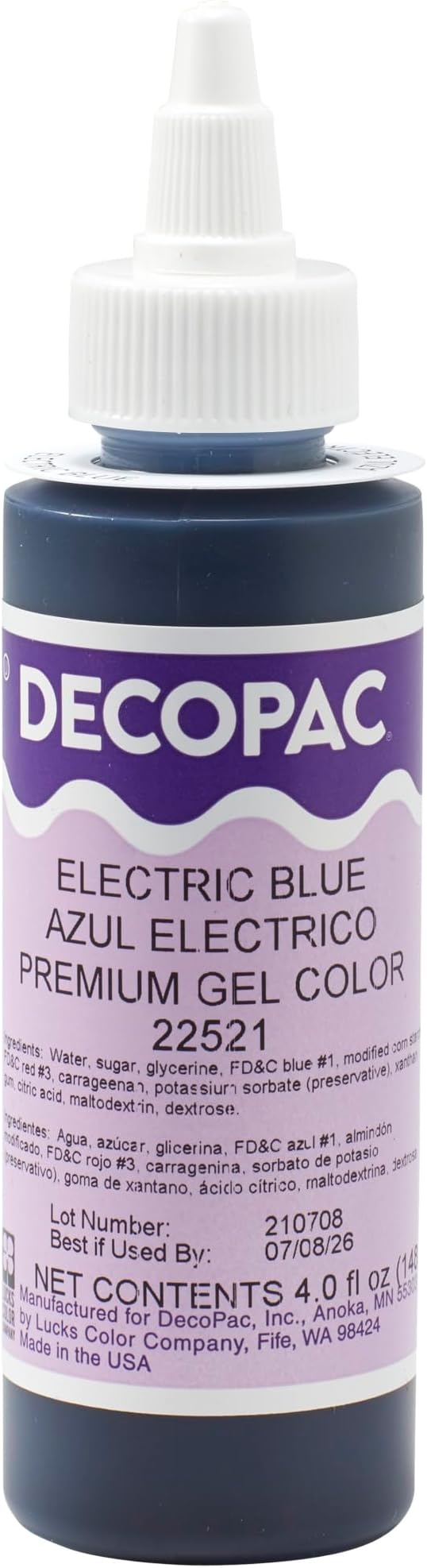 DecoPac Electric Blue Trend Premium Gel Color Cake Decorations, Blue Food Coloring - Blue Gel Color - 4 Fl Oz