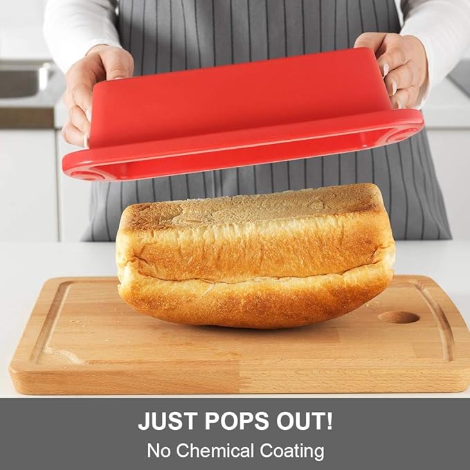SILIVO Silicone Bread and Loaf Pans (2 Pack) - Nonstick Silicone Baking Mold for Homemade Loaf, Bread and Meatloaf