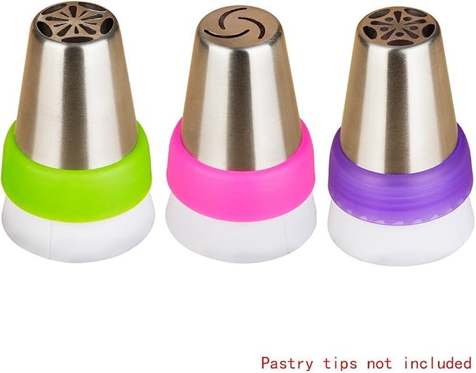 3 Packs 3 Color Icing Piping Bag Russian Nozzle Converter Coupler Icing Cake Decor Tools