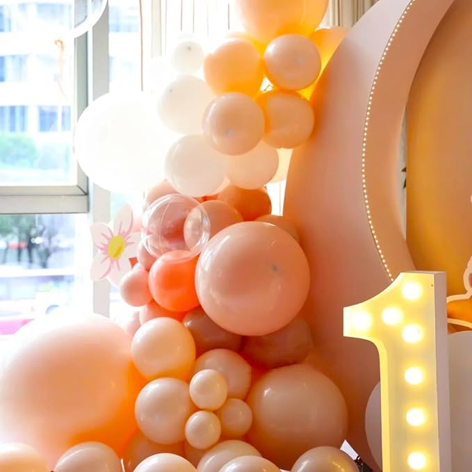 Voircoloria 90pack Peach Balloons Different Size 18/12/10/5 Inch Peach Balloon Garland Arch Kit for Graduation, Wedding, Birthday, Princess Theme Party, Baby Shower, Anniversary Party Decorations