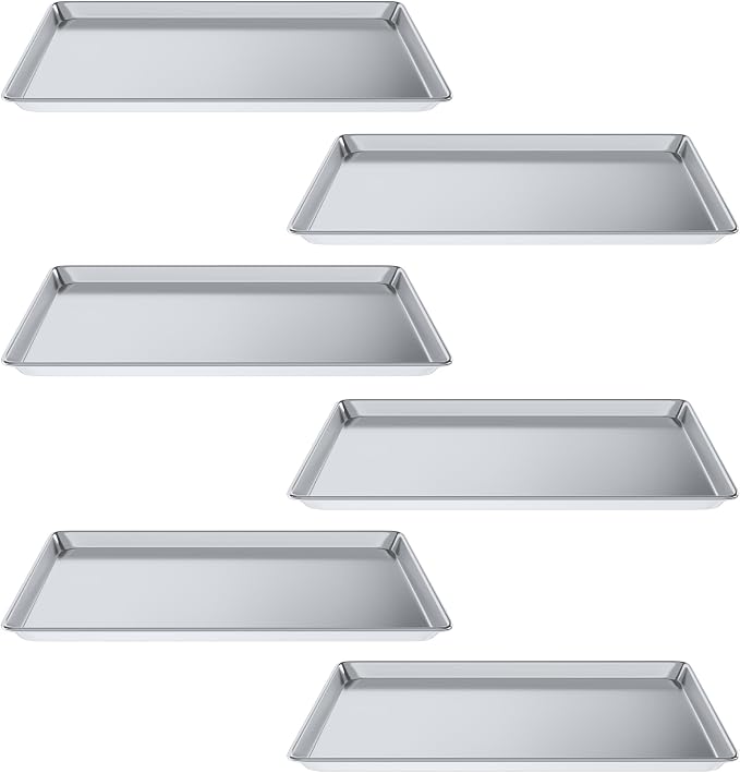 Pack of 6 | 18 in. x 26 in. Full Size Aluminum Bun. / Sheet Pan | Ideal for baking, roasting, cooling, prepping, or storing - a must-have in restaurants, bakeries, and busy kitchens.
