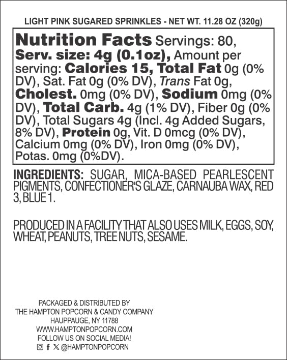 Pink Sanding Sugar Light Pink Sprinkles 11.28 oz, Pink Sugar Sprinkles, Sanding Sugar For Cookie Decorating, Sanding Sugar For Baking, Pink Sugar, The Hampton Candy Company