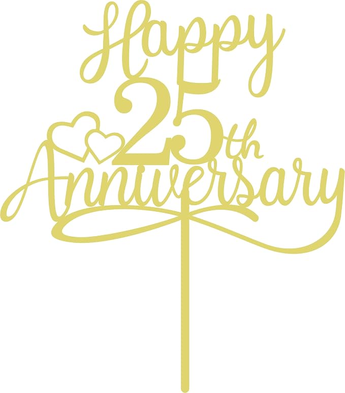 Sleyberoy Acrylic Happy 25th Anniversary Cake Toppers -Wedding Anniversary Party Decorations, 25th Wedding Anniversary, Company Anniversary Party, Birthday Party Decorations (Acrylic 25)