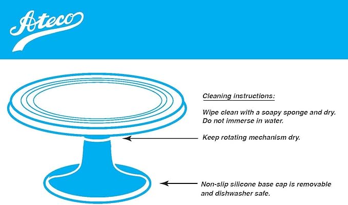 Ateco Revolving Cake Decorating Stand, 615 12" Round, Aluminum Base, White
