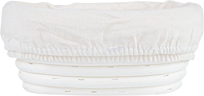Restaurantware Bread Proofing Baskets 6 Inch Oval Pack of 10 Rattan Dough Fermentation Baskets With Cotton Liners, Oval Banneton Bread Rising Bowls For Home, Commercial, Artisanal Baking