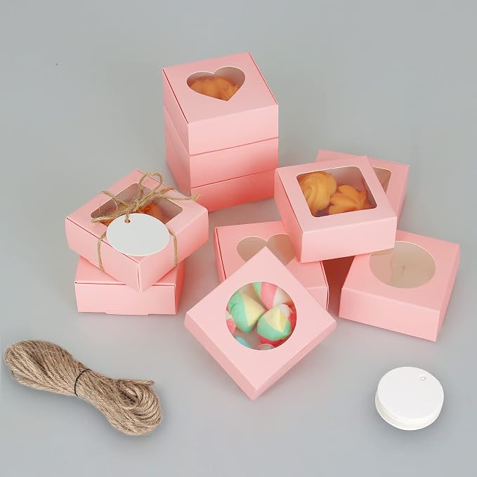 COTOPHER Soap Box, 30Pcs Small Soap Packaging Boxes 2.8x2.8x1.2 Inch Mini Kraft Boxes with Window Soap Boxes for Homemade Soap Candy Chocolate Bakery Cookies Soap Packaging