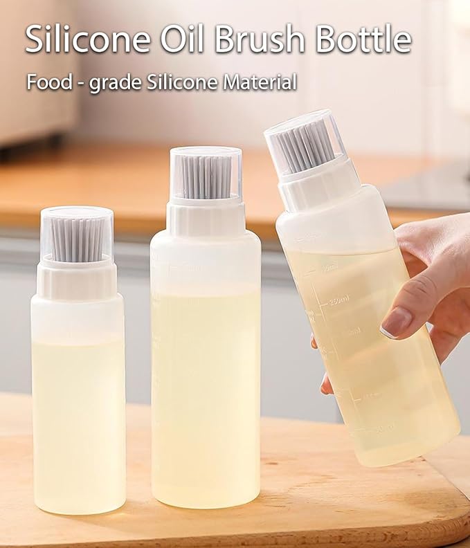 Food - Grade Silicone Oil Brush Bottle | Soft Heat - Resistant, Reusable Basting Tool With Scale, Outdoor Grill Oil Dispenser | Kitchen Squeeze Bottle, Non - Shedding (175ml 2pcs)