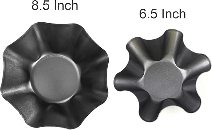 Tosnail 6 Pack Large Taco Shell Bowl, 8.5 Inch Tortilla Pan, Non-Stick Fluted Tart Mold, Salad Shell Bowl Maker for Home Baking, Salads