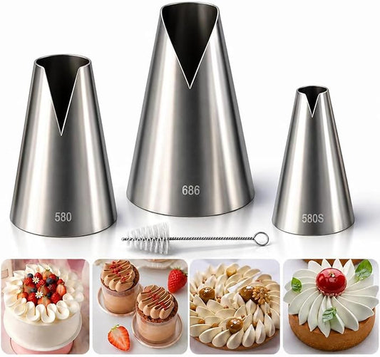 cake piping tips, Russian Piping Tips Set,V-shaped Wave Nozzles Piping Kit - DIY Icing Nozzle Tool for Cupcakes (V-shape)