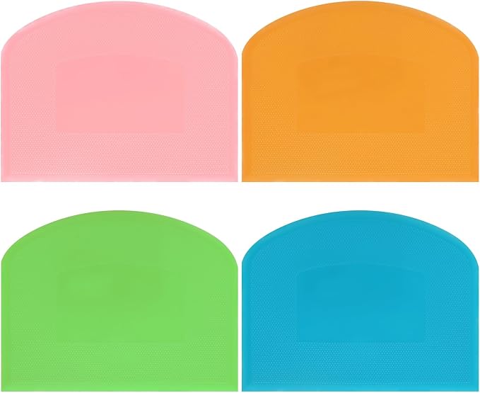 4 Pcs Flexible Dough Scraper,Sourdough Scraper,Pastry Cutter for Sourdough, Multifunctional Kitchen Scraper Tool, Baking, Bread Dough Cutter, Cake Smoother for Icing(4 Colors)