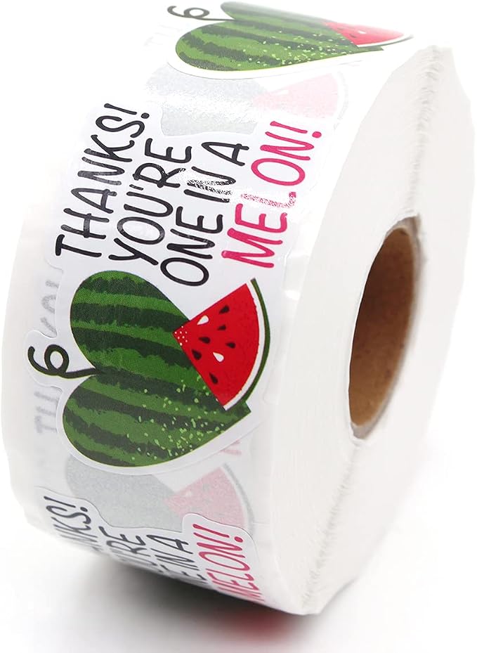 Watermelon Stickers, 500 PCS Thanks You're One in a Melon Party Decorations Favors, Small Shop Business Order Stickers,Thank You Sticker for Watermelon Bags Labels