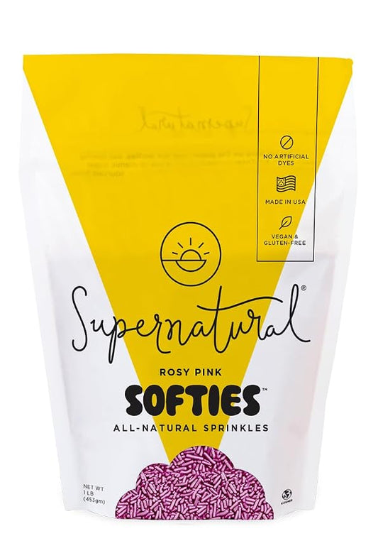 Supernatural Rosy Pink Softies Sprinkles, Dye-Free, Made in USA, Soy Free, Gluten Free, Vegan, 16oz