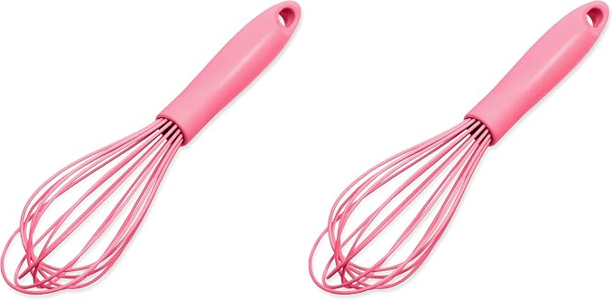 Chef Craft Premium Silicone Wire Cooking Whisk, 10.5 inch, Pink (Pack of 2)
