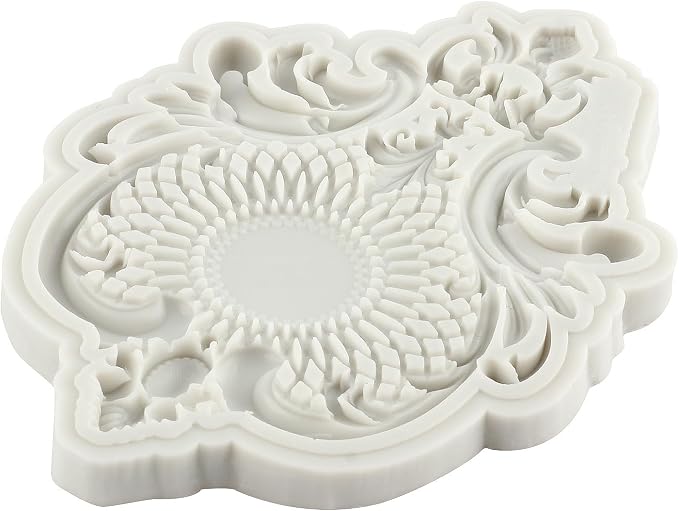 Baroque Fondant Molds Curlicues Scroll Border Lace Silicone Molds Relief Flower Mold Filigree Mold 3D Sculpted For Cake Decorating Cupcake Topper Gum Paste Candy Chocolate Polymer Clay