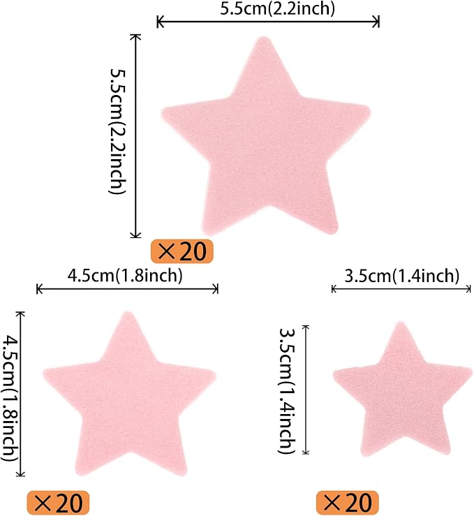 60 PCS Edible Star Cupcake Toppers Edible Stars for Cake Decorating Twinkle Star Cupcake Picks for Wedding Engagement Bridal Shower Birthday Baby Shower Party Cake Decorations Supplies Light Pink