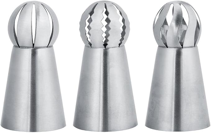 3pc Sphere Ball Russian Icing Piping Nozzles Tips Cake Decor Pastry Cupcake Set for Home,Cake Shop and Commercial