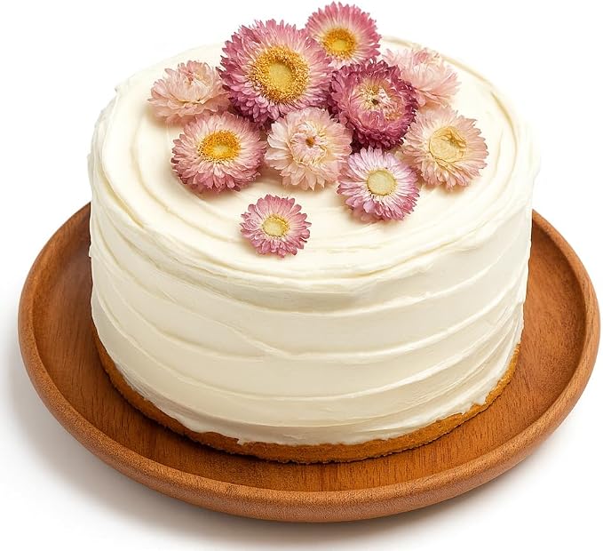 90+ Food Grade Pink Flowers for Cake and Cocktails Decorating – Culinary-Grade Dried Pink & White Strawflowers for Garnish, Baking, and Drink Toppers