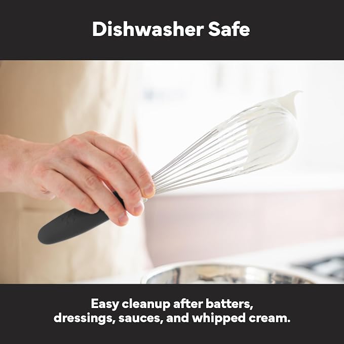 Misen Stainless Steel Balloon Whisk - Dishwasher Safe - Ergonomic Silicone Grip, Versatile Cooking Whisk for Eggs, Durable Construction - Professional-Grade Kitchen Tool - Black