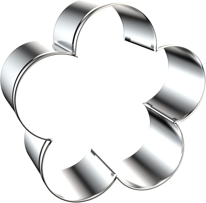 Plum Blossom Flower Cookie Cutter Set - 5 Inch, 4 Inch, 3 Inch, 2 Inch - Five Petal Scalloped Edge Spring Flower Cookie Cutters