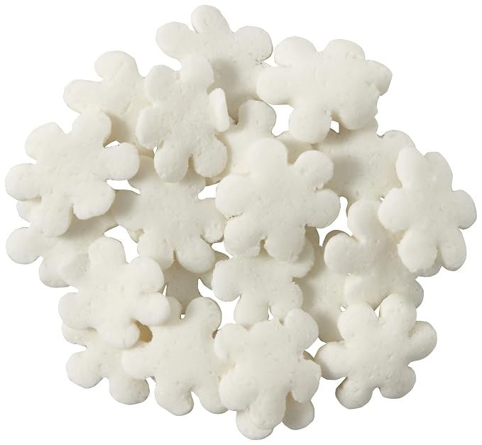 DecoPac White Snowflake Quins, 16.5oz, Fancy Sprinkles Shaped Like Snowflakes, Candy Sprinkles in Handheld Container, Edible Sprinkles For Celebration Cakes, Cupcakes, Cookies 1.03 Pound (Pack of 1)