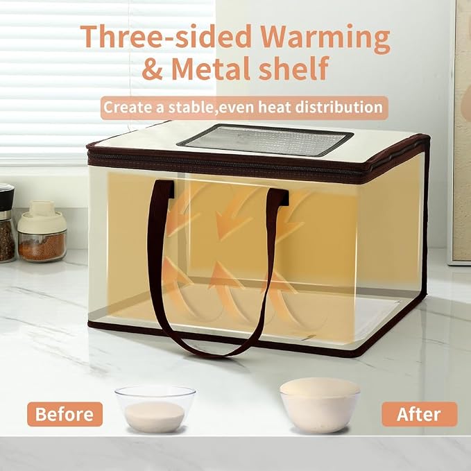 Bread Proofer Foldable Visible Dough Proofing Box,Temperature Control, Sourdough Warmer Bread Dough Proofer US Plug