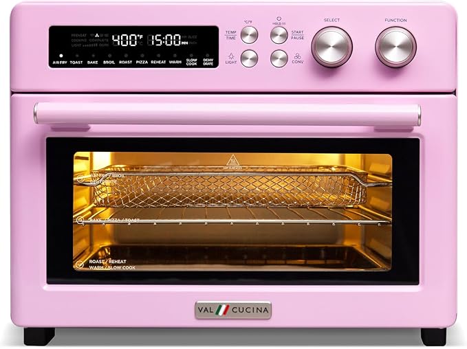 VAL CUCINA Retro 26.3 QT Infrared Heating Air Fryer Toaster Oven, Extra Large Countertop Convection Oven 10-in-1 Combo, 6-Slice Toast, Enamel Baking Pan Easy Clean with Recipe Book