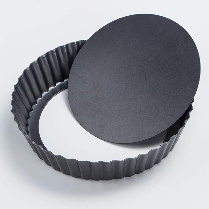 Webake 9.5 Inch Tart Pan Heavy Duty Quiche Pan Removable Bottom Nonstick Deep Baking Dish Pie Plate Pie Mold (Pack of 2)