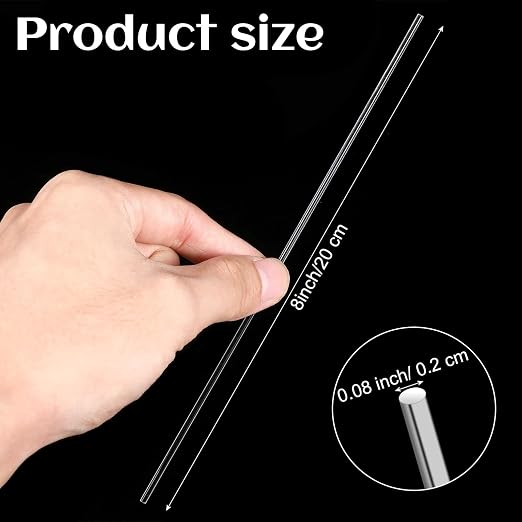 Sibba 100 PCS 8-Inch Clear Acrylic Rods 2mm Diameter Transparent Plastic Dowels for Cake Toppers, Cake Pops, DIY Crafts, Party Decor, Gardening Stakes Cocktail Stirrers