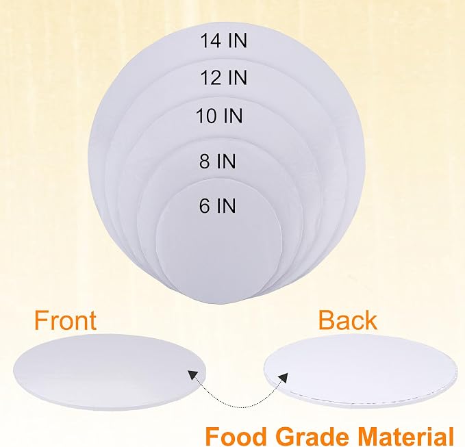 12 inch Round Cake Drum Boards, Dulinkas 1/4 Inch Thick White Corrugated Cardboard Cake Base Grease-Resistant Cake Boards for Multi-Layer Cakes, Weddings & Parties 10 Pack