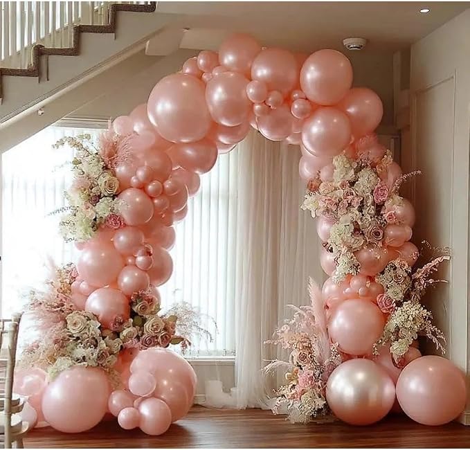Pink Balloon Garland Double Stuffed Dusty Rose Blush Pink Balloons Different Sizes 18/12/5in Pearl Balloon Arch Kit for Birthday Wedding Bridal Baby Shower Mother's Day Party Decor