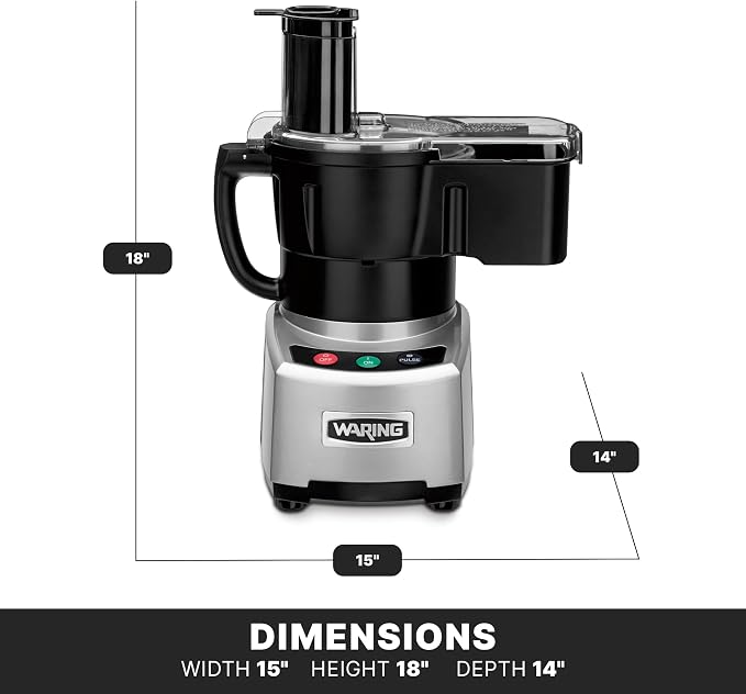 Waring Commercial Food Processor, 4-Quart Capacity, 2 Horsepower Motor, Continuous-Feed Food Processor with Dicing, Large Capacity Vegetable Chopper for Professional Kitchens, WFP16SCD