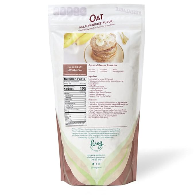 Multi-Purpose Oat Flour (14 oz) - Made From Fresh Whole Grain Oats - Use in Cakes, Cookies, Bread, Pancakes - Vegan, Non-GMO, Grain Free, Nut Free & Gluten-Free Flour