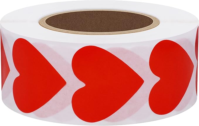 Hybsk 1000pcs Red Heart Stickers 30mm Love Stickers for Crafting Scrapbooking (Red)